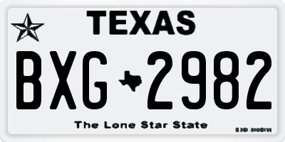 TX license plate BXG2982