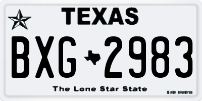 TX license plate BXG2983