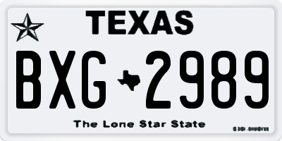 TX license plate BXG2989