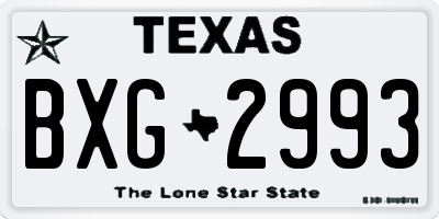 TX license plate BXG2993