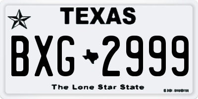 TX license plate BXG2999