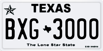 TX license plate BXG3000
