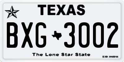 TX license plate BXG3002