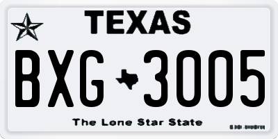TX license plate BXG3005