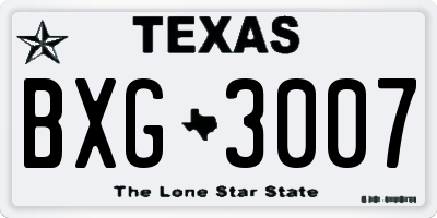 TX license plate BXG3007