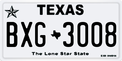 TX license plate BXG3008