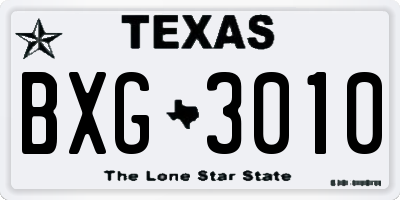 TX license plate BXG3010
