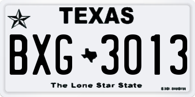 TX license plate BXG3013