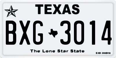 TX license plate BXG3014