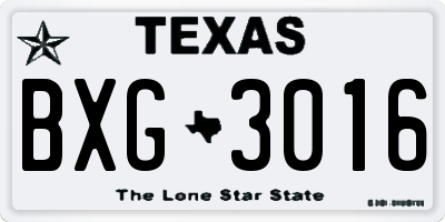 TX license plate BXG3016