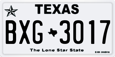 TX license plate BXG3017