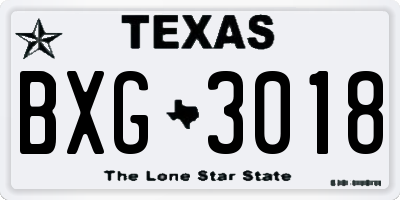 TX license plate BXG3018