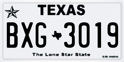 TX license plate BXG3019