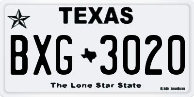 TX license plate BXG3020
