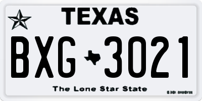TX license plate BXG3021
