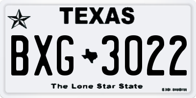TX license plate BXG3022