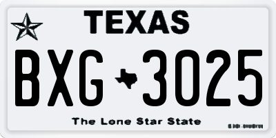 TX license plate BXG3025