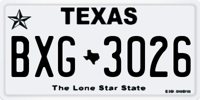 TX license plate BXG3026