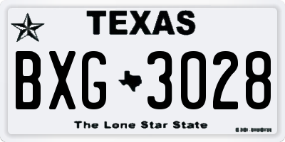 TX license plate BXG3028
