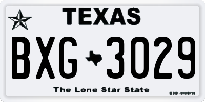TX license plate BXG3029