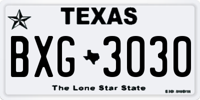 TX license plate BXG3030