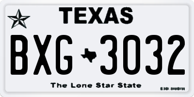 TX license plate BXG3032
