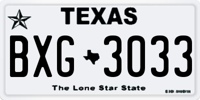 TX license plate BXG3033