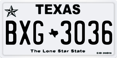 TX license plate BXG3036