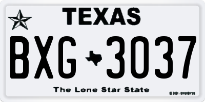 TX license plate BXG3037