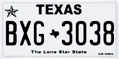 TX license plate BXG3038