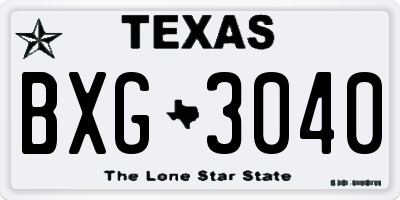 TX license plate BXG3040