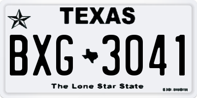TX license plate BXG3041