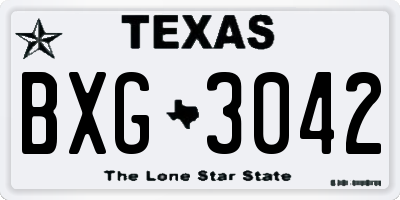 TX license plate BXG3042