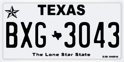 TX license plate BXG3043