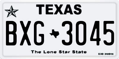 TX license plate BXG3045