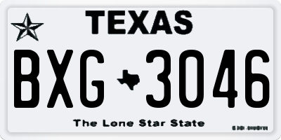 TX license plate BXG3046