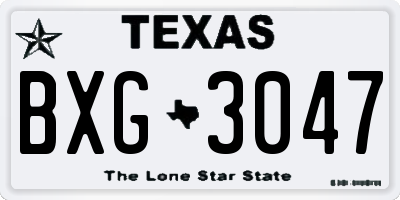 TX license plate BXG3047