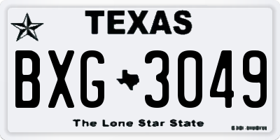 TX license plate BXG3049
