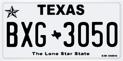TX license plate BXG3050
