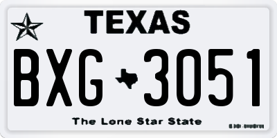 TX license plate BXG3051