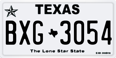 TX license plate BXG3054