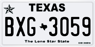 TX license plate BXG3059