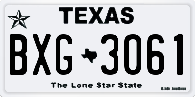 TX license plate BXG3061