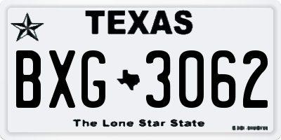 TX license plate BXG3062