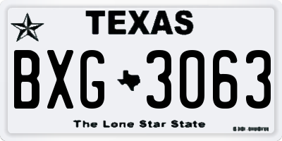 TX license plate BXG3063