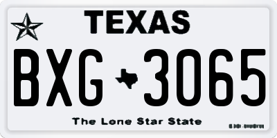TX license plate BXG3065