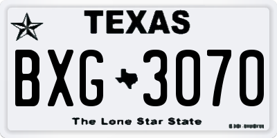 TX license plate BXG3070
