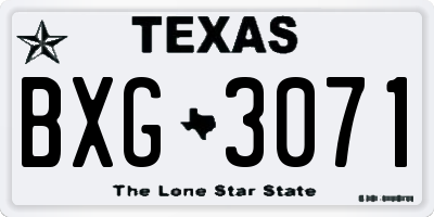 TX license plate BXG3071