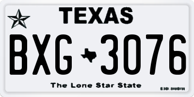 TX license plate BXG3076