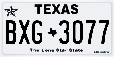 TX license plate BXG3077